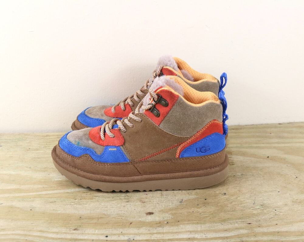 UGG Boots Kids 2 Color Block Highland Hi Heritage Leather Suede Shoes